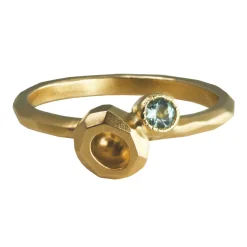 Tomfoolery Geoda 9ct Gold Ring with Aquamarine Outlet