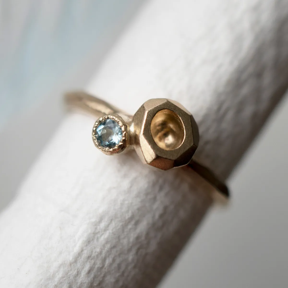 Tomfoolery Geoda 9ct Gold Ring with Aquamarine Outlet