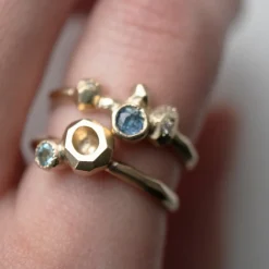 Tomfoolery Geoda 9ct Gold Ring with Aquamarine Outlet