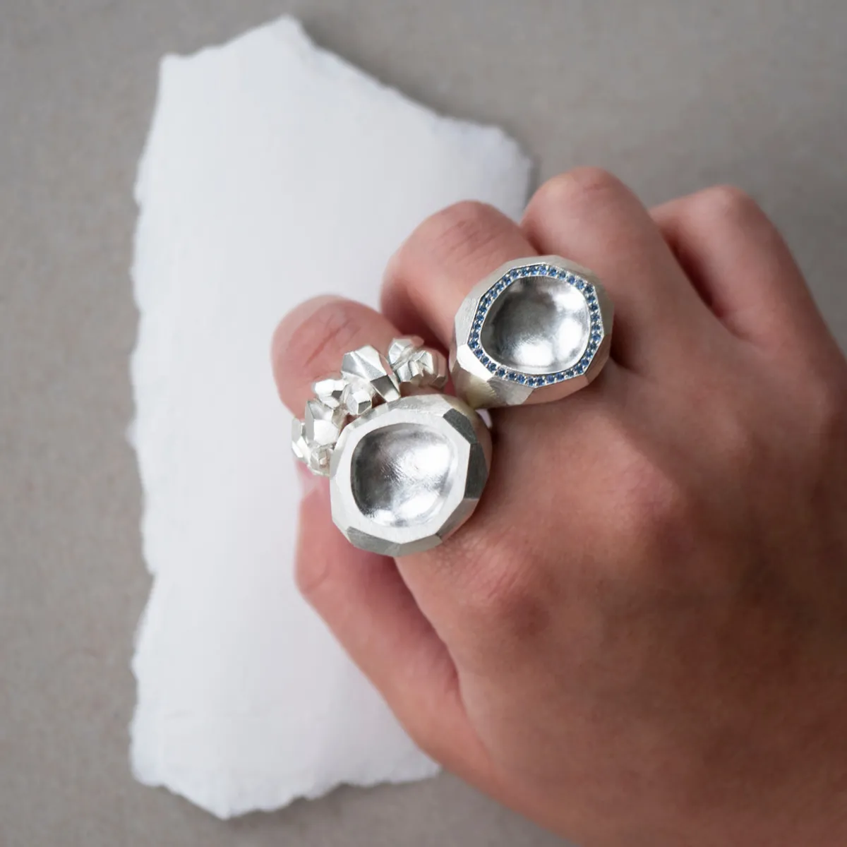 Tomfoolery Geoda Silver Statement Ring Sale