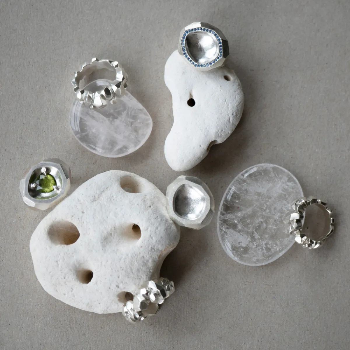 Tomfoolery Geoda Silver Statement Ring Sale