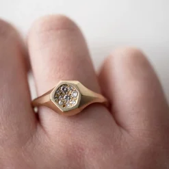 Tomfoolery Geoda White Diamond Mini Signet Ring Clearance