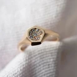 Tomfoolery Geoda White Diamond Mini Signet Ring Clearance