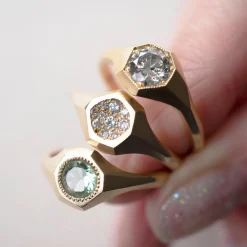 Tomfoolery Geoda White Diamond Mini Signet Ring Clearance
