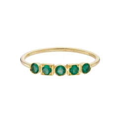 Tomfoolery Geometric Five Stone Green Agate Ring Fashion