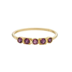 Tomfoolery Geometric Five Stone Rhodolite Garnet Ring Fashion