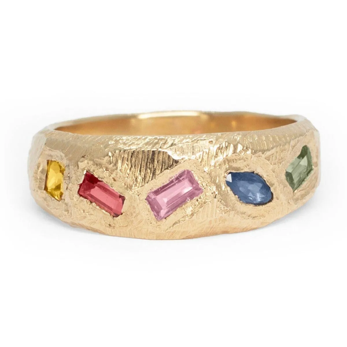Tomfoolery Geometric Mixed Band in Rainbow Sapphires Clearance