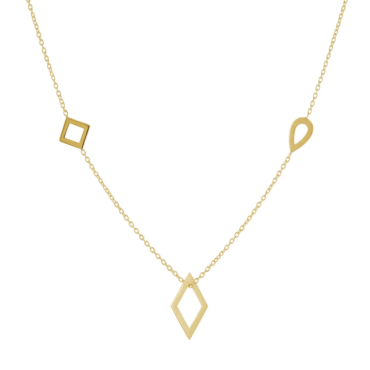 Tomfoolery Geometric Trio Shape Long Necklace New