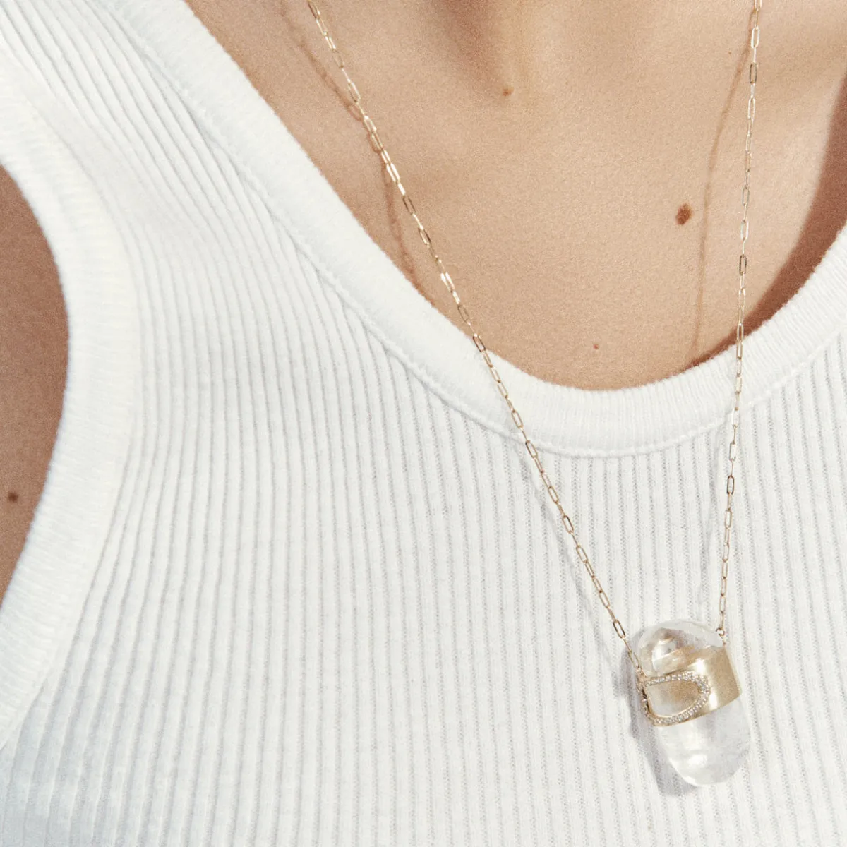 Tomfoolery Gigi N°2 Yellow Gold, Crystal & White Sapphire Pendant Best