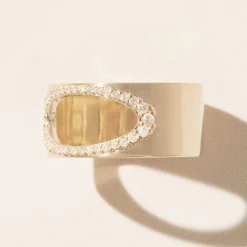 Tomfoolery Gigi Yellow Gold & White Sapphire Wide Ring Clearance