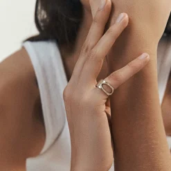 Tomfoolery Gigi Yellow Gold & White Sapphire Wide Ring Clearance