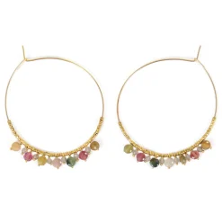 Tomfoolery Ginevrina Labradorite & Tourmaline Hoops New