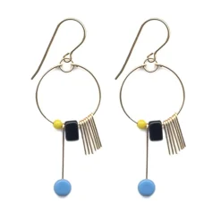 Tomfoolery Glass Bead & Fringe Hoop Earrings New