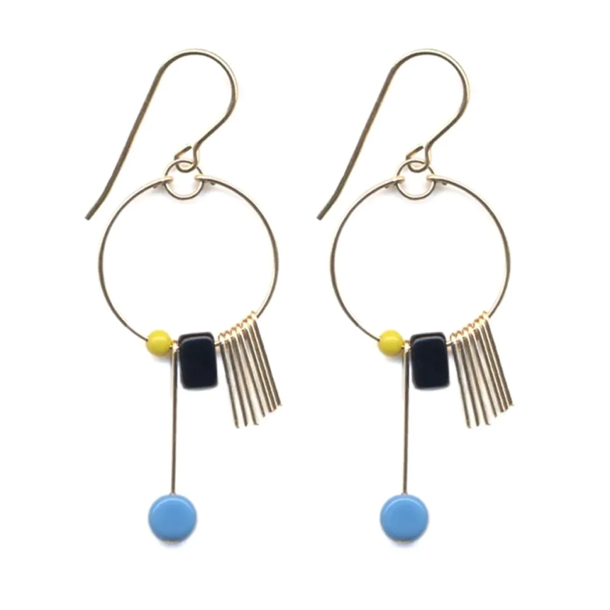 Tomfoolery Glass Bead & Fringe Hoop Earrings New