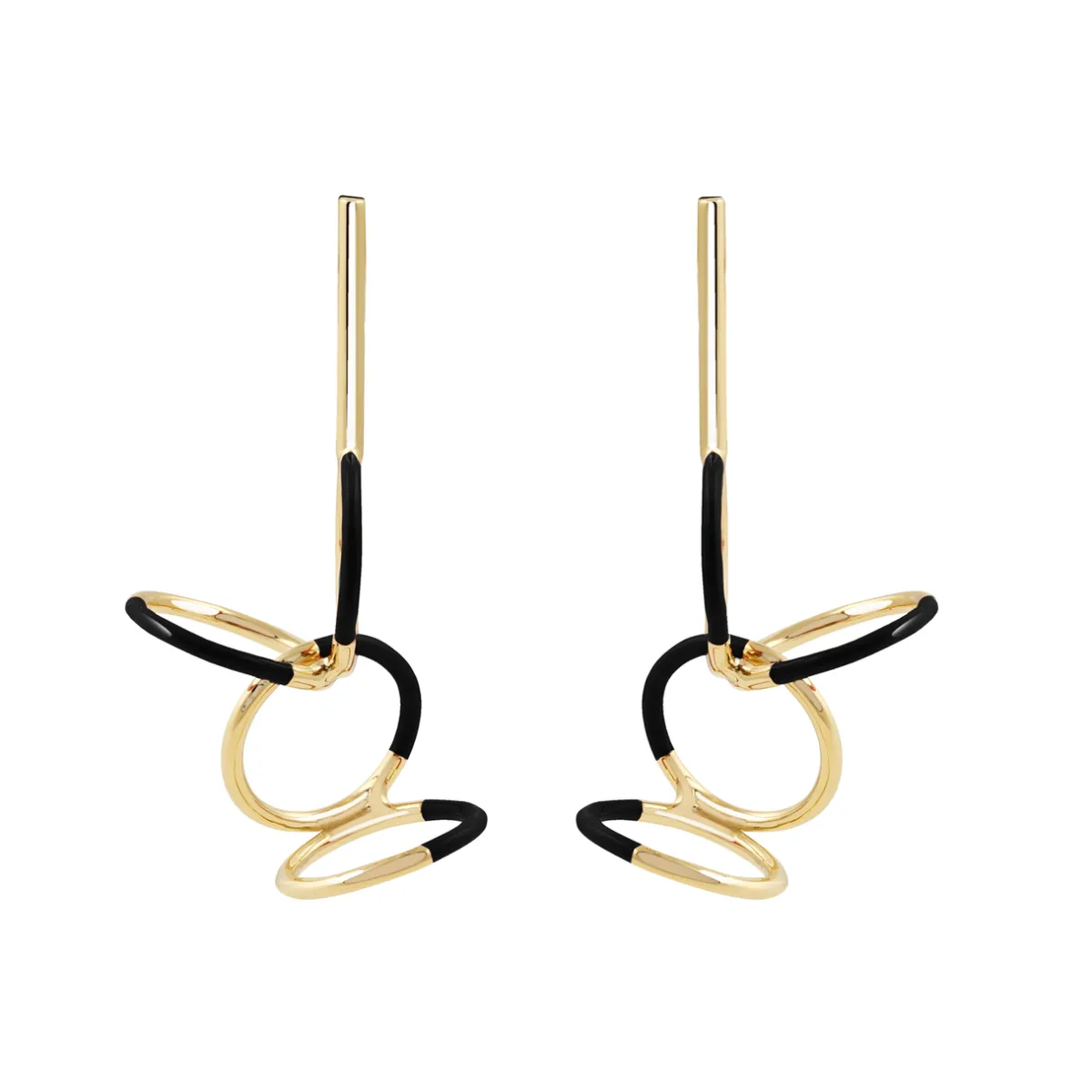 Tomfoolery Gold & Black Circle Butterfly Earrings Clearance