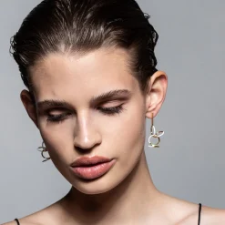 Tomfoolery Gold & Black Circle Butterfly Earrings Clearance