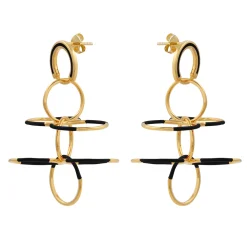 Tomfoolery Gold & Black Circle Fluttering Wings Earrings Discount