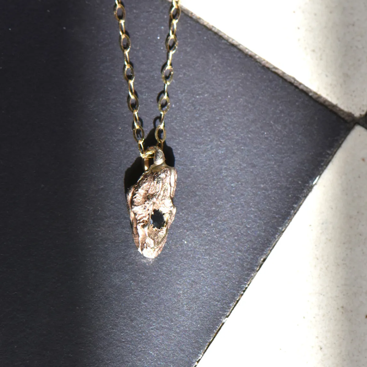 Tomfoolery Gold & Black Diamond Nugget Pendant Sale