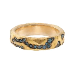 Tomfoolery Gold & Blue Diamond Nature Wedding Band Clearance