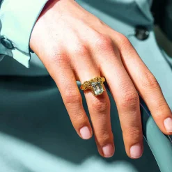 Tomfoolery Gold & Blue Topaz Paragon Gaze Ring Outlet