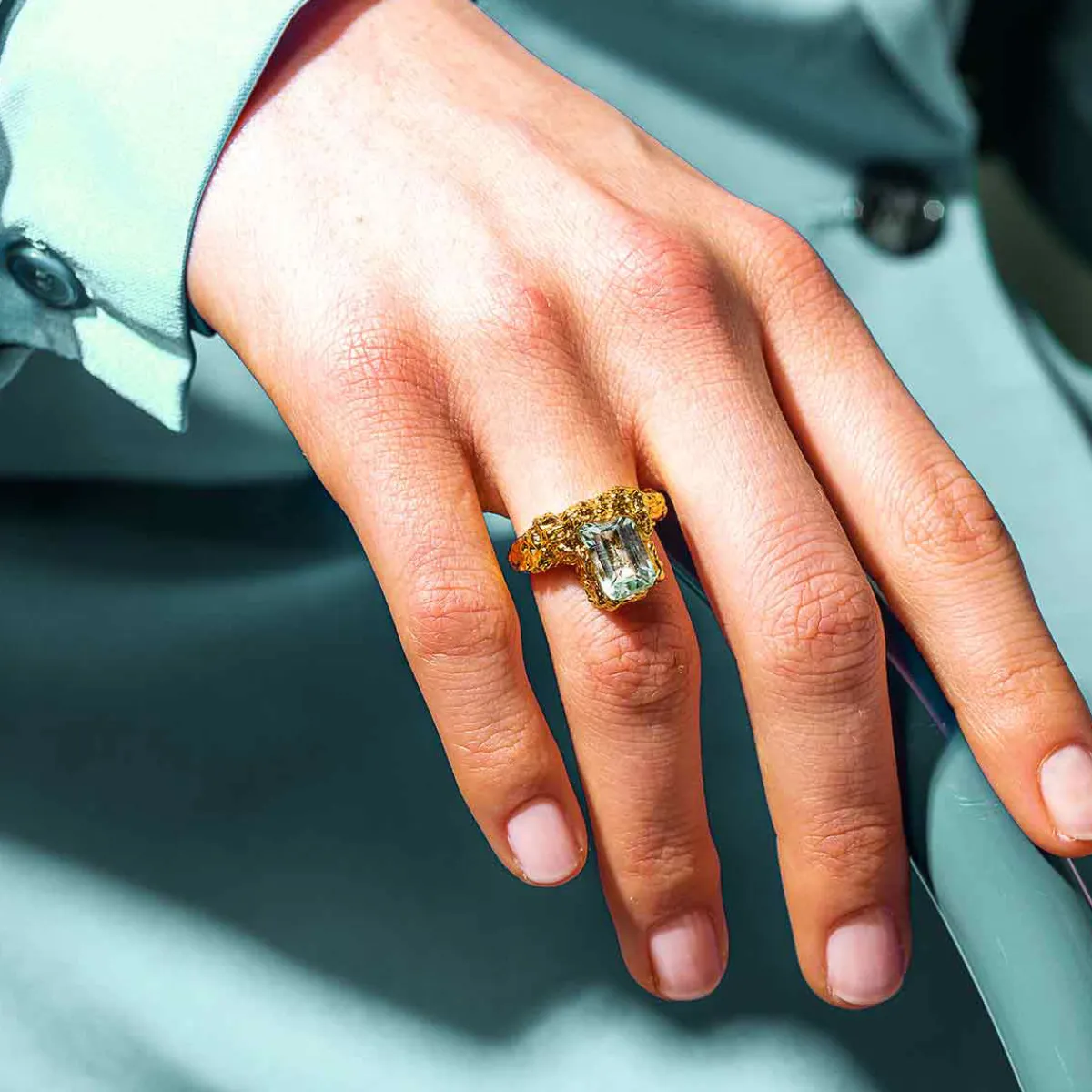 Tomfoolery Gold & Blue Topaz Paragon Gaze Ring Outlet