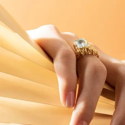 Tomfoolery Gold & Blue Topaz Paragon Gaze Ring Outlet