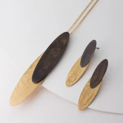 Tomfoolery Gold & Brown Oval Crumple Drop Earrings Outlet
