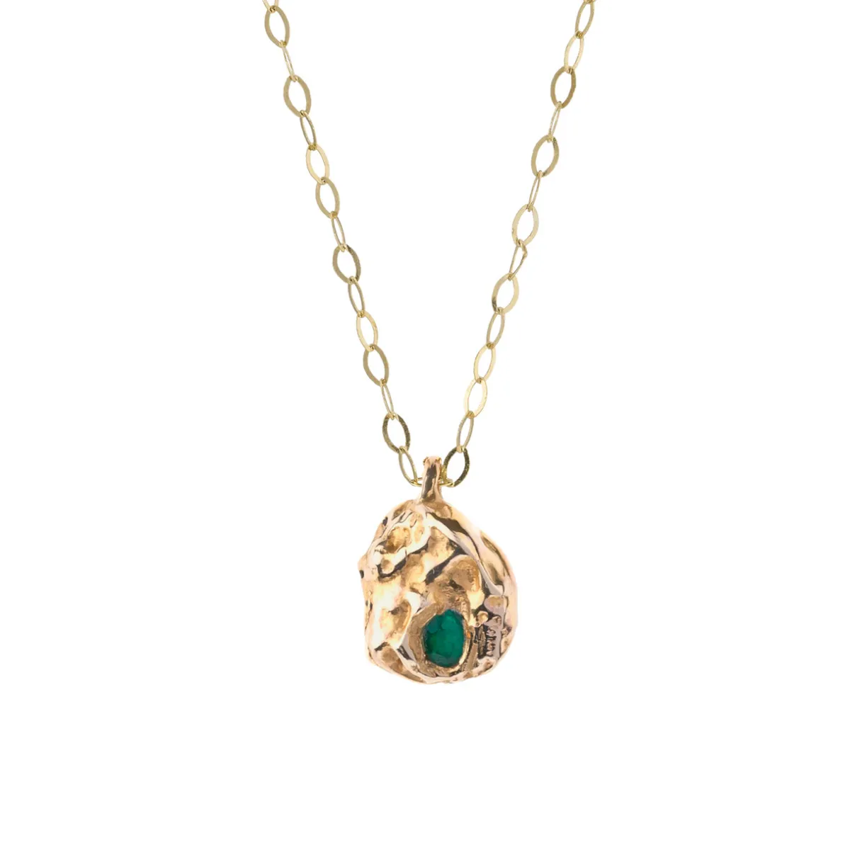 Tomfoolery Gold & Emerald Nugget Pendant Hot
