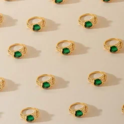 Tomfoolery Gold & Green Crystal Stolen Possession Ring Fashion