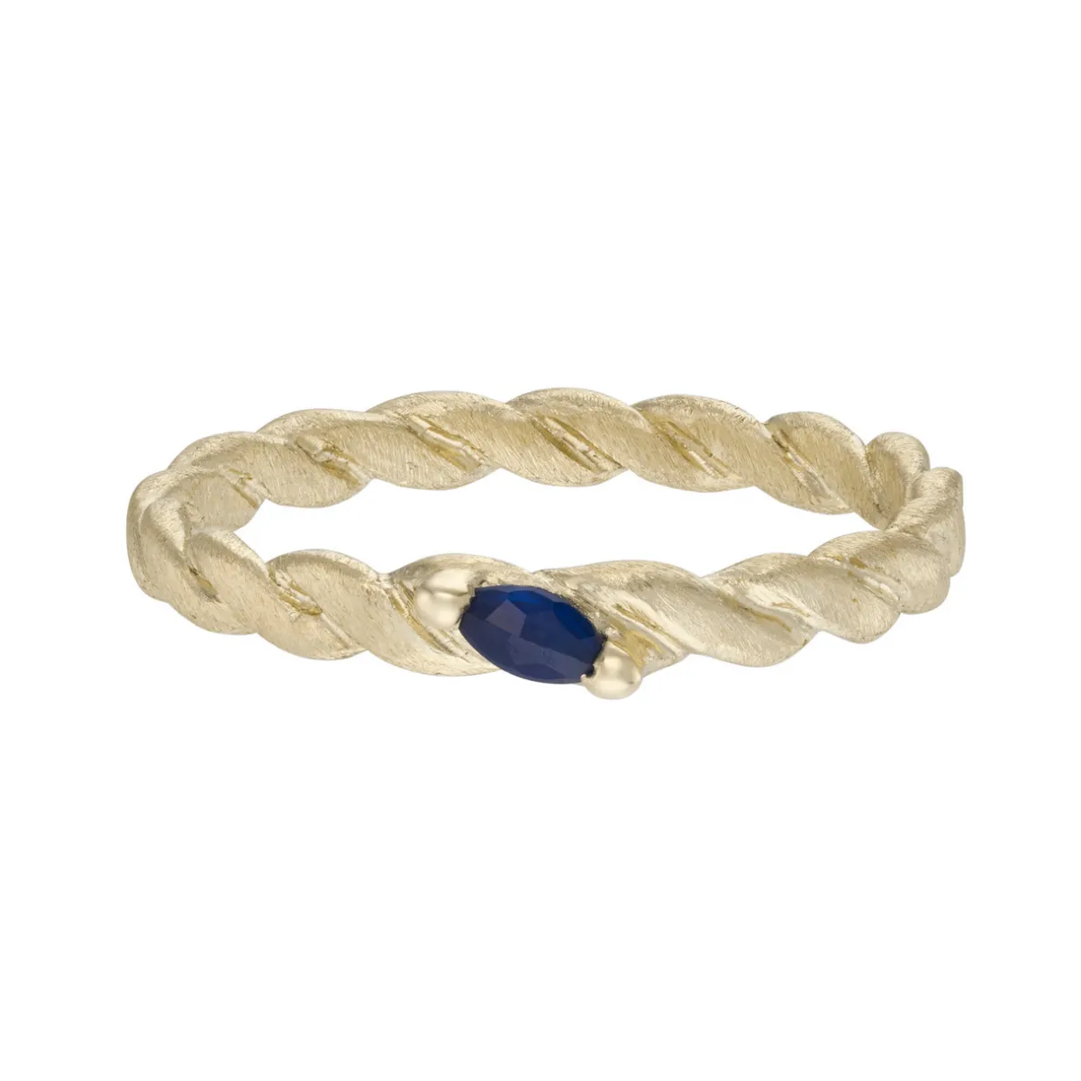 Tomfoolery Gold & Marquise Blue Sapphire Twist Ring Best