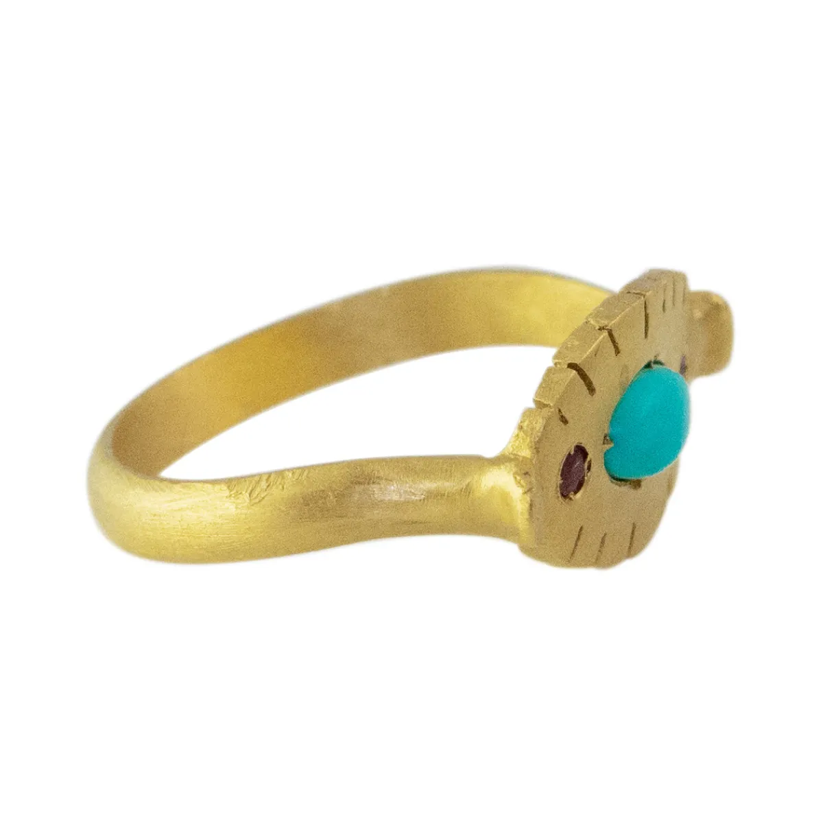 Tomfoolery Gold & Oval Turquoise Cabochon Ring Clearance