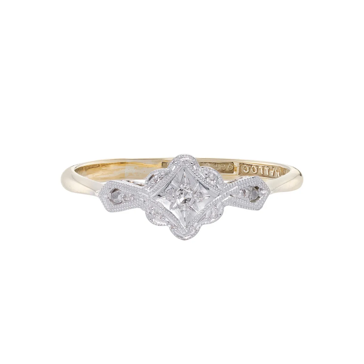 Tomfoolery Gold & Platinum Engraved Milgrain Ring Clearance