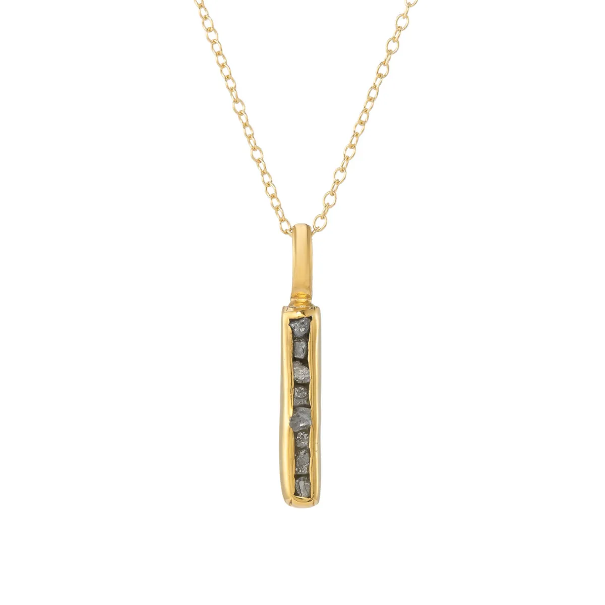 Tomfoolery Gold & Rough Diamond Bar Pendant Clearance