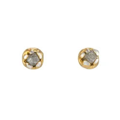 Tomfoolery Gold & Rough Diamond Round Studs Best