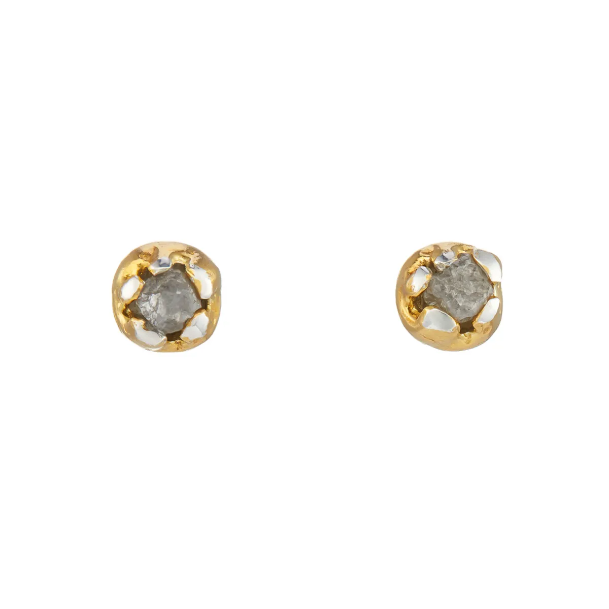 Tomfoolery Gold & Rough Diamond Round Studs Best
