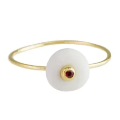 Tomfoolery Gold & Ruby Pebble Ring Discount