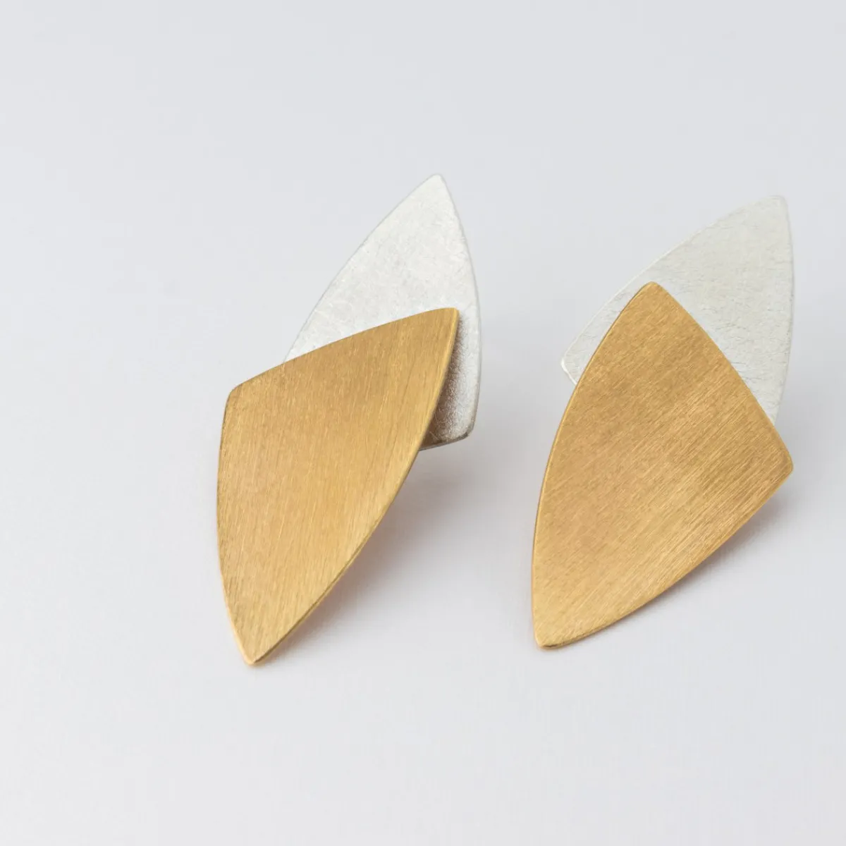 Tomfoolery Gold & Silver Double Triangle Earrings Clearance