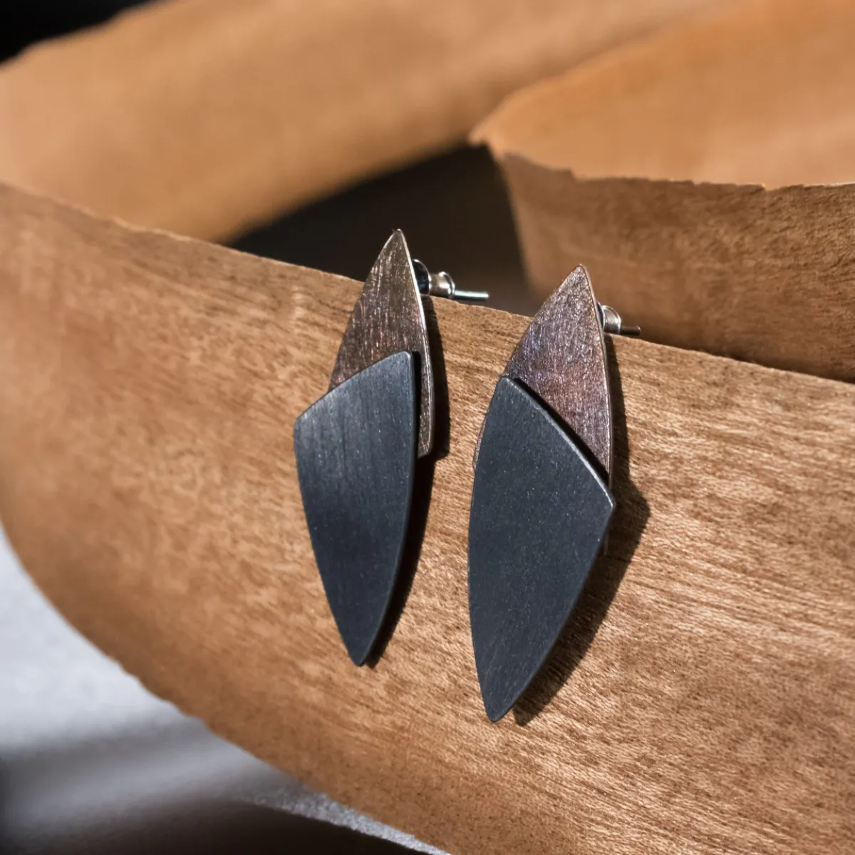 Tomfoolery Gold & Silver Double Triangle Earrings Clearance