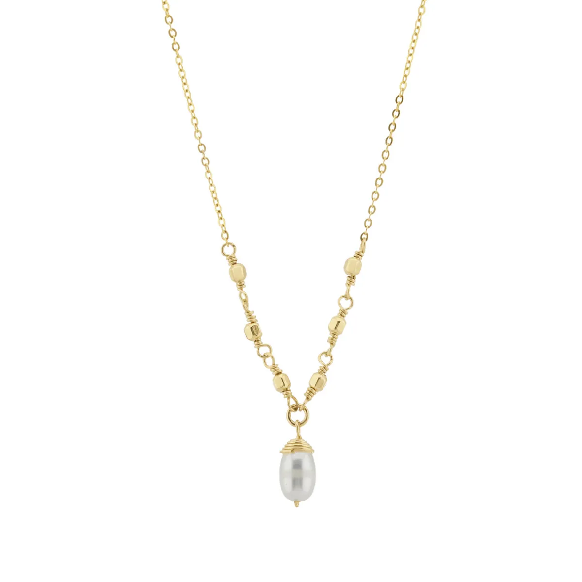 Tomfoolery Gold & Single Pearl Drop Beaded Necklace Sale