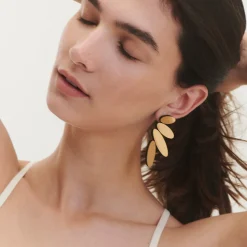 Tomfoolery Gold Acrylic Petal Earrings Hot
