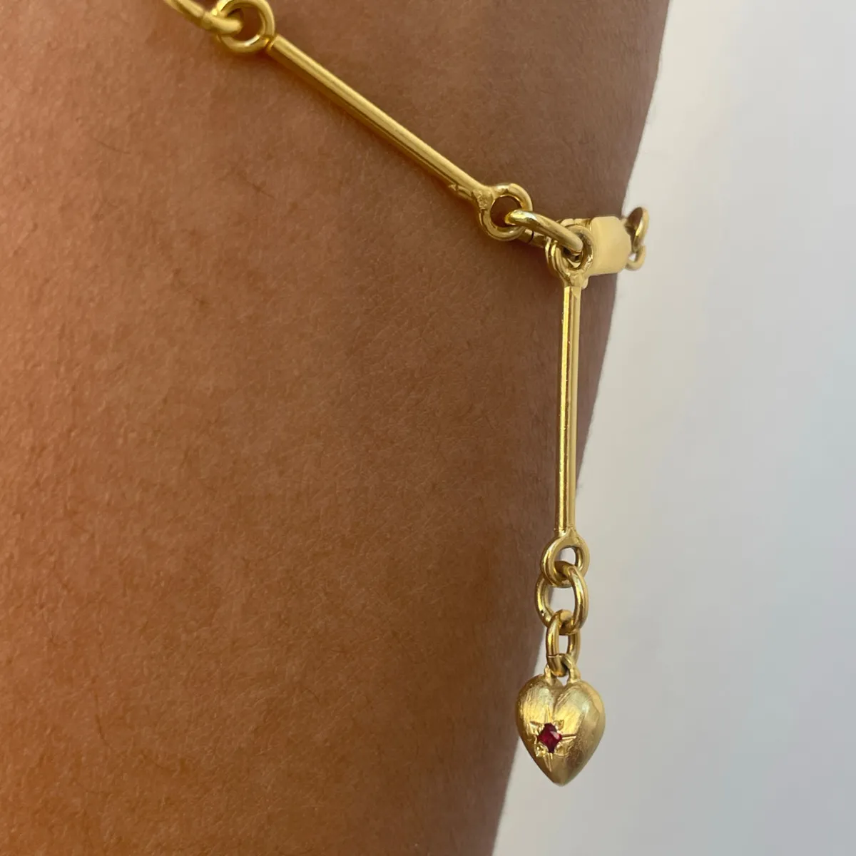 Tomfoolery Gold Amorcito Bracelet with Red Sapphire Outlet