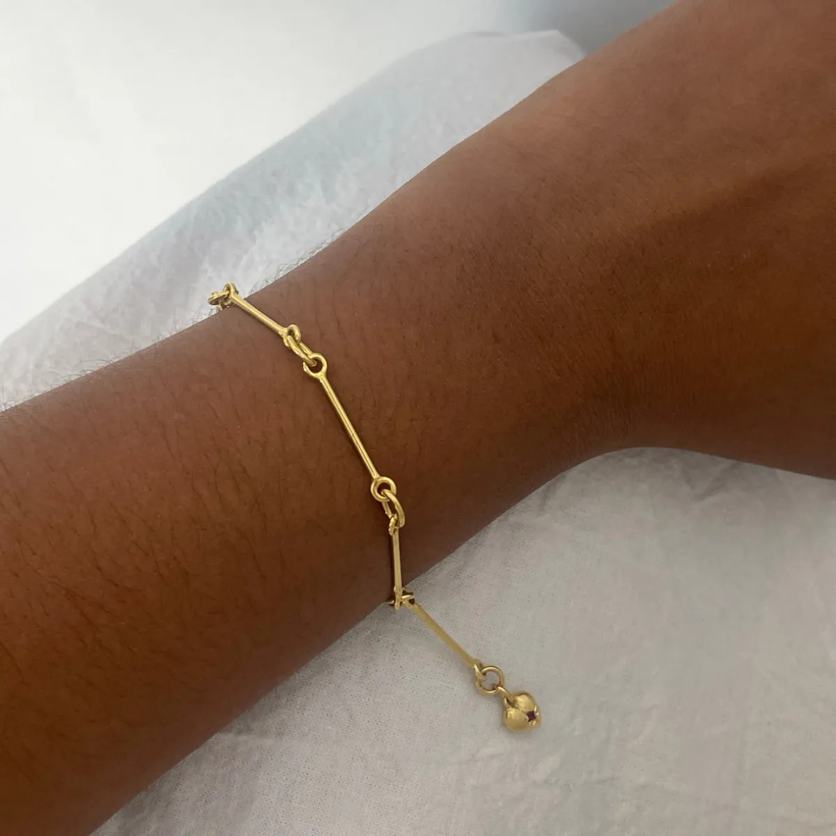 Tomfoolery Gold Amorcito Bracelet with Red Sapphire Outlet