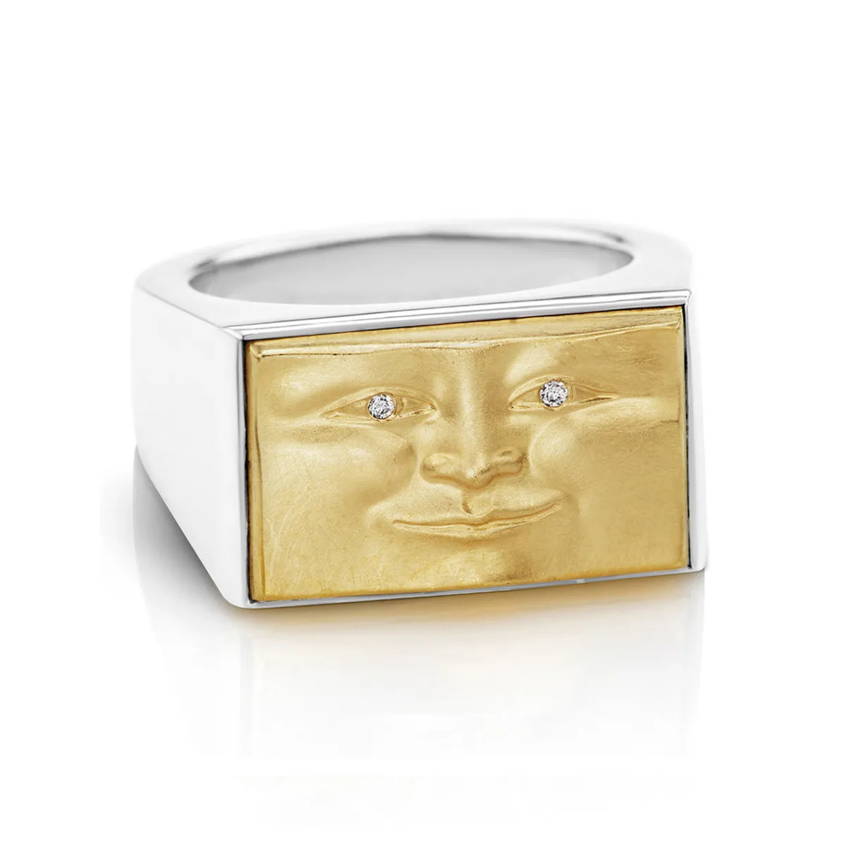 Tomfoolery Gold and Silver Brickface Signet Ring Online