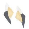 Tomfoolery Gold and Silver Triple Triangle Earrings Hot