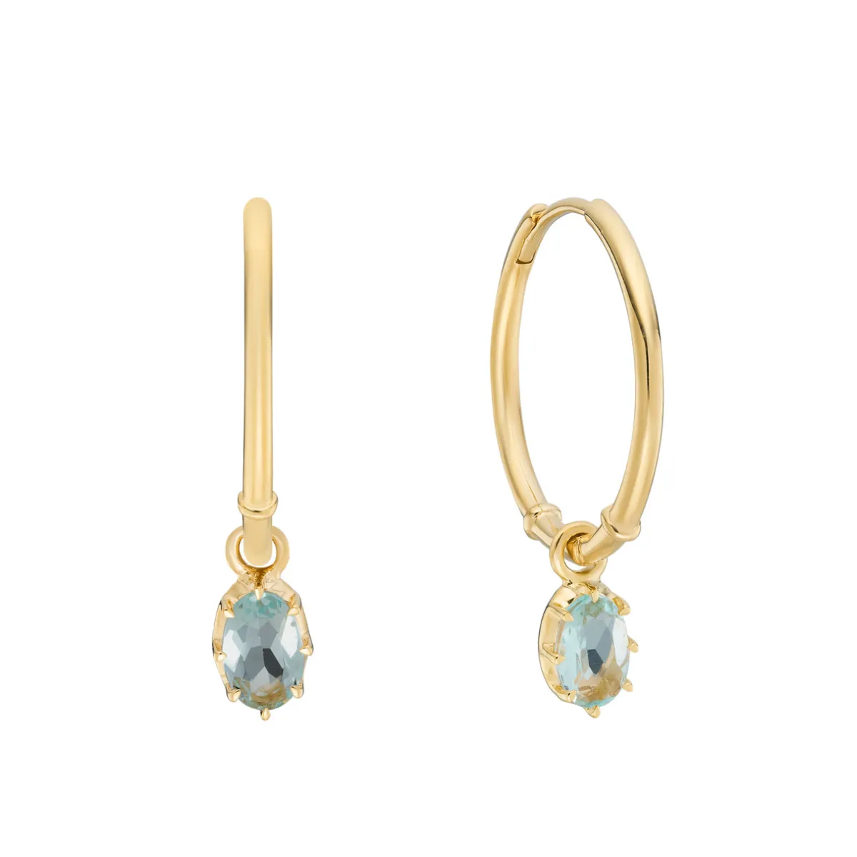 Tomfoolery Gold Aquamarine Drop Hoop Earrings Best