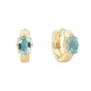 Tomfoolery Gold Aquamarine Huggie Hoops New