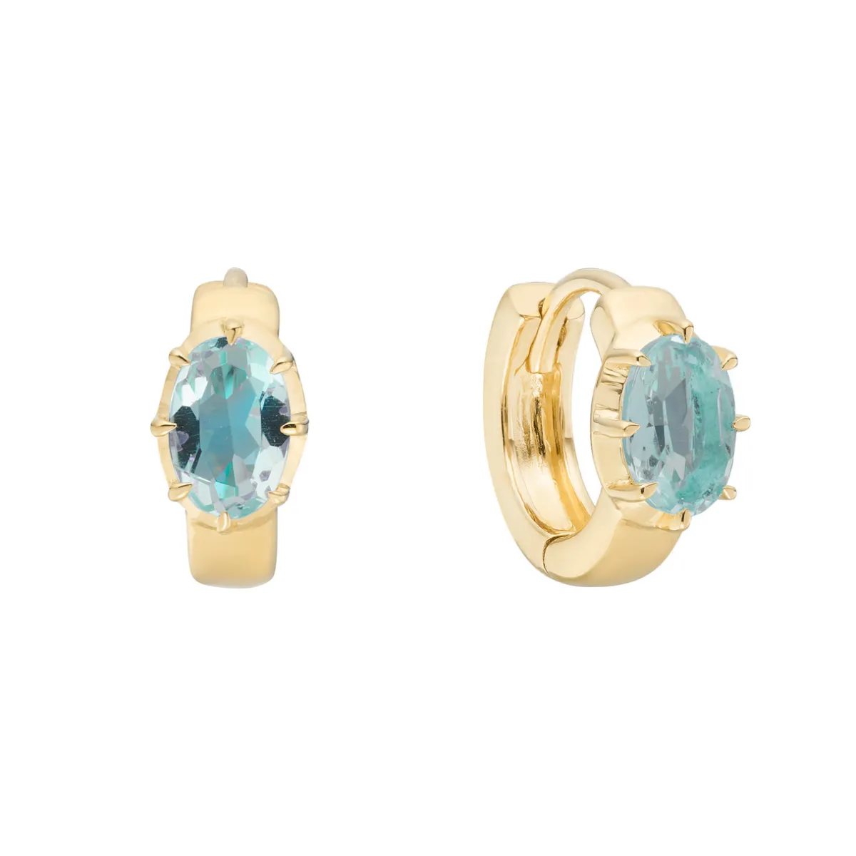 Tomfoolery Gold Aquamarine Huggie Hoops New