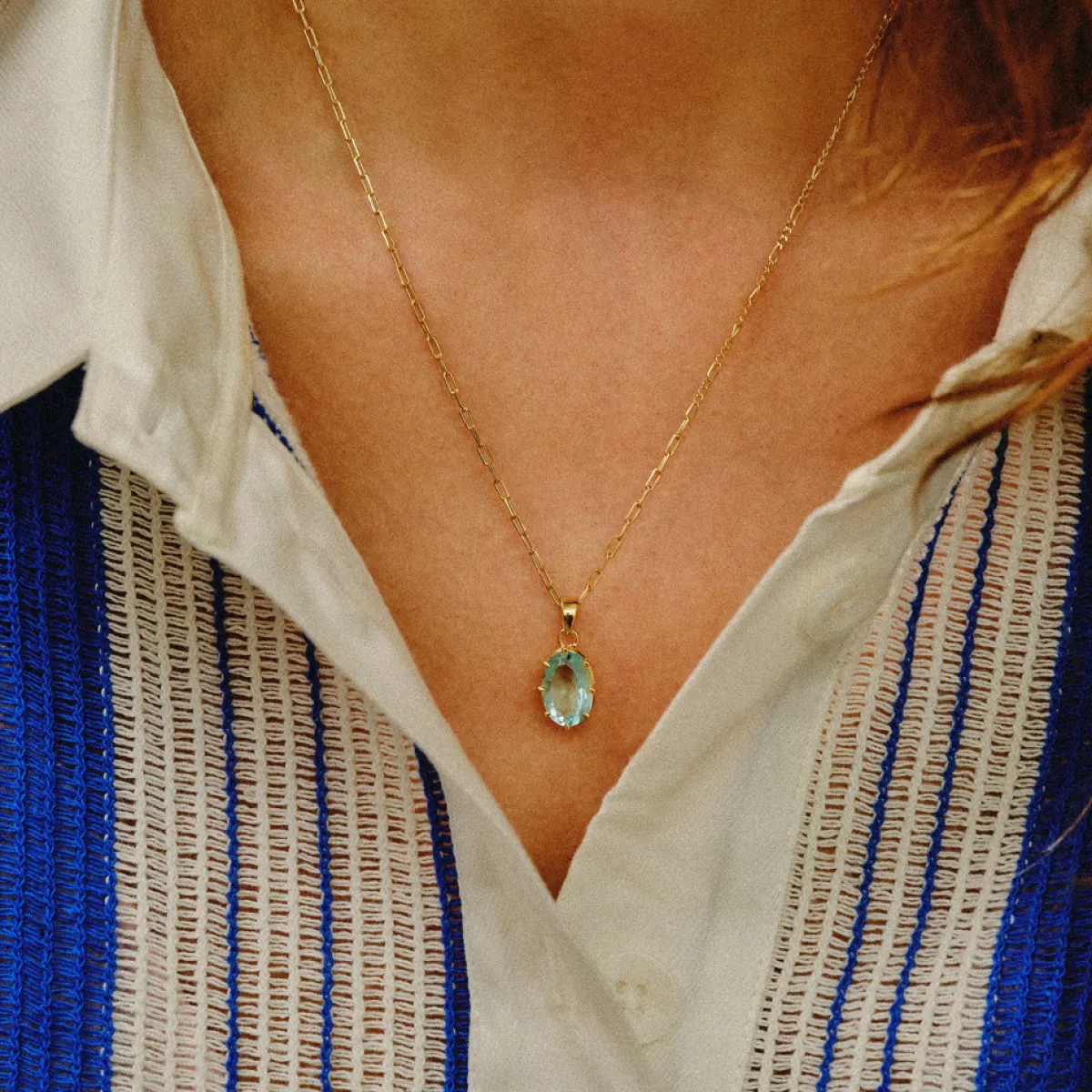Tomfoolery Gold Aquamarine Pendant Best