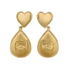 Tomfoolery Gold Bewitched Heart Drop Earrings with Eye Teardrop Hot
