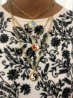 Tomfoolery Gold Black Yin Yang Necklace Online